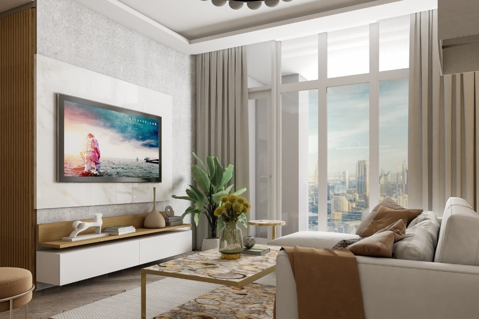 Amenajare apartament in stil modern, cu o priveliste frumoasa asupra Dubaiului